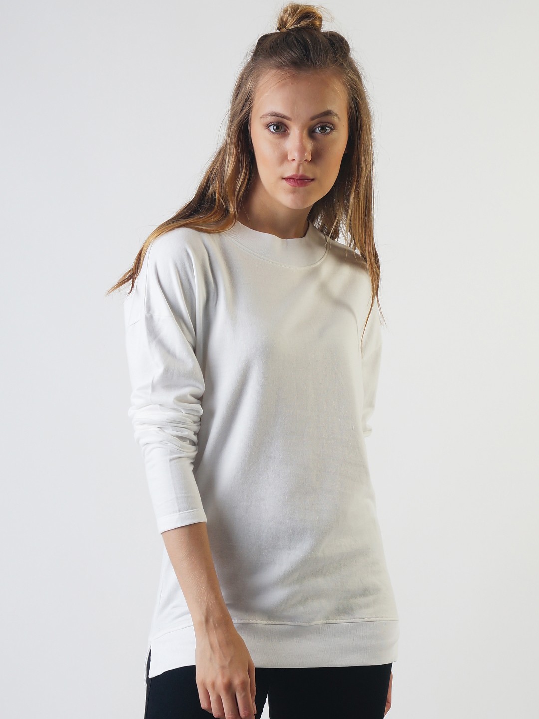 

Blue Saint Women White Solid Sweatshirt