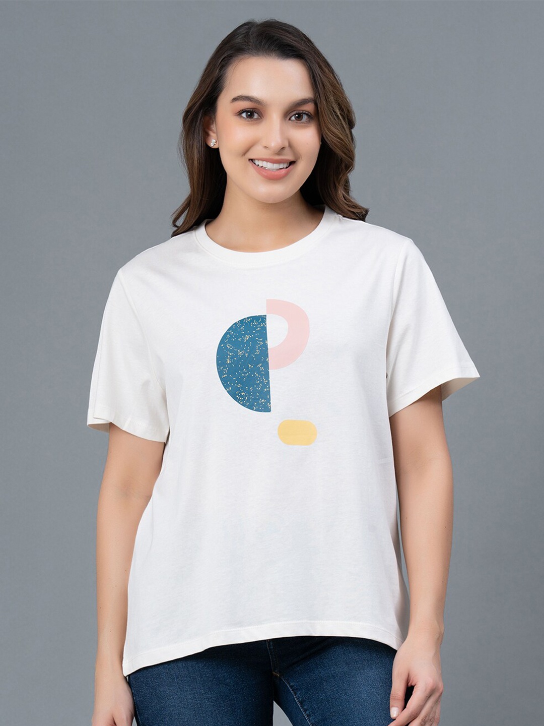 

Mode by Red Tape Graphic Printed Pure Cotton T-shirt, White