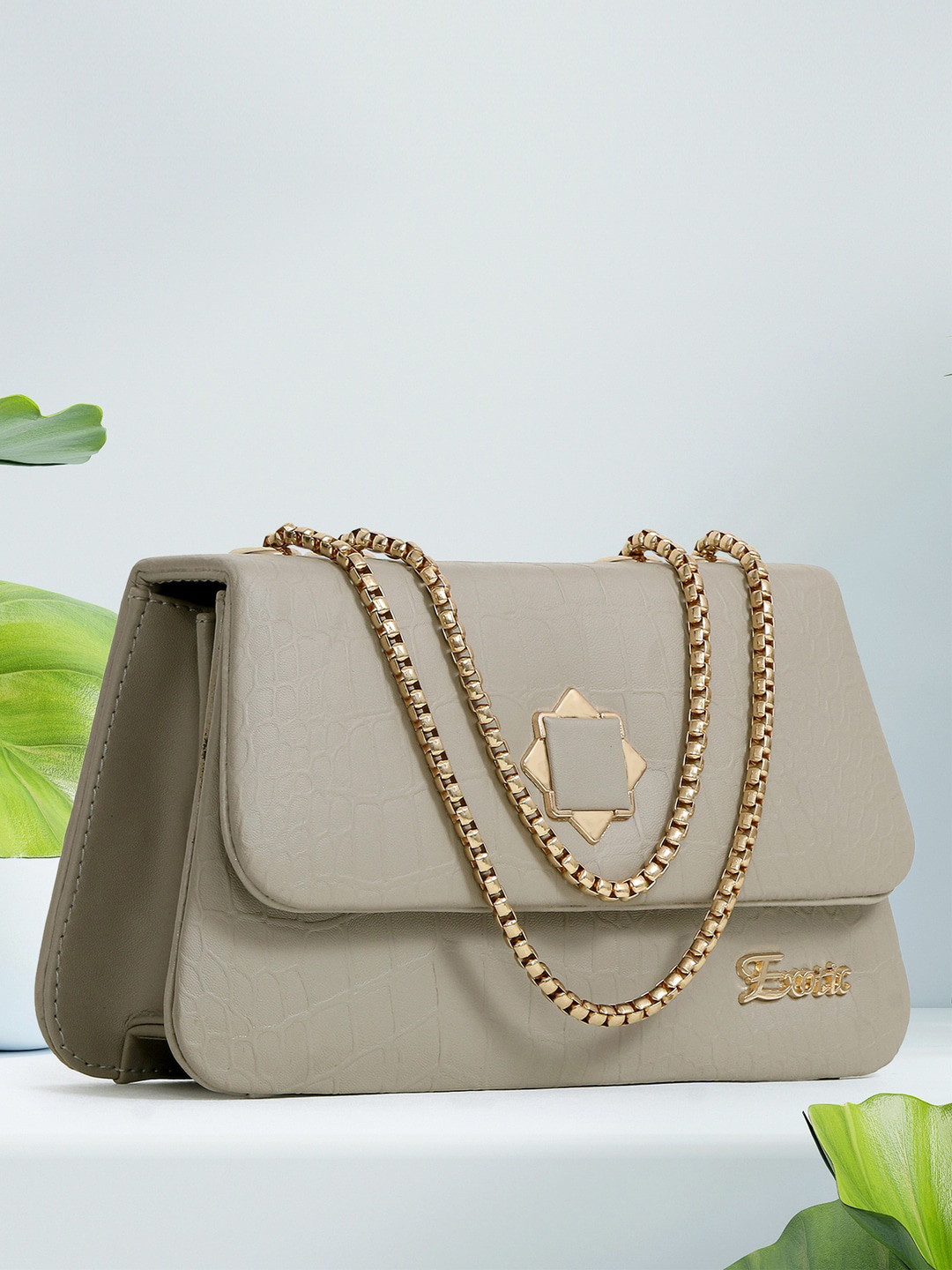 

Exotic Textured Structured Sling Bag, Off white