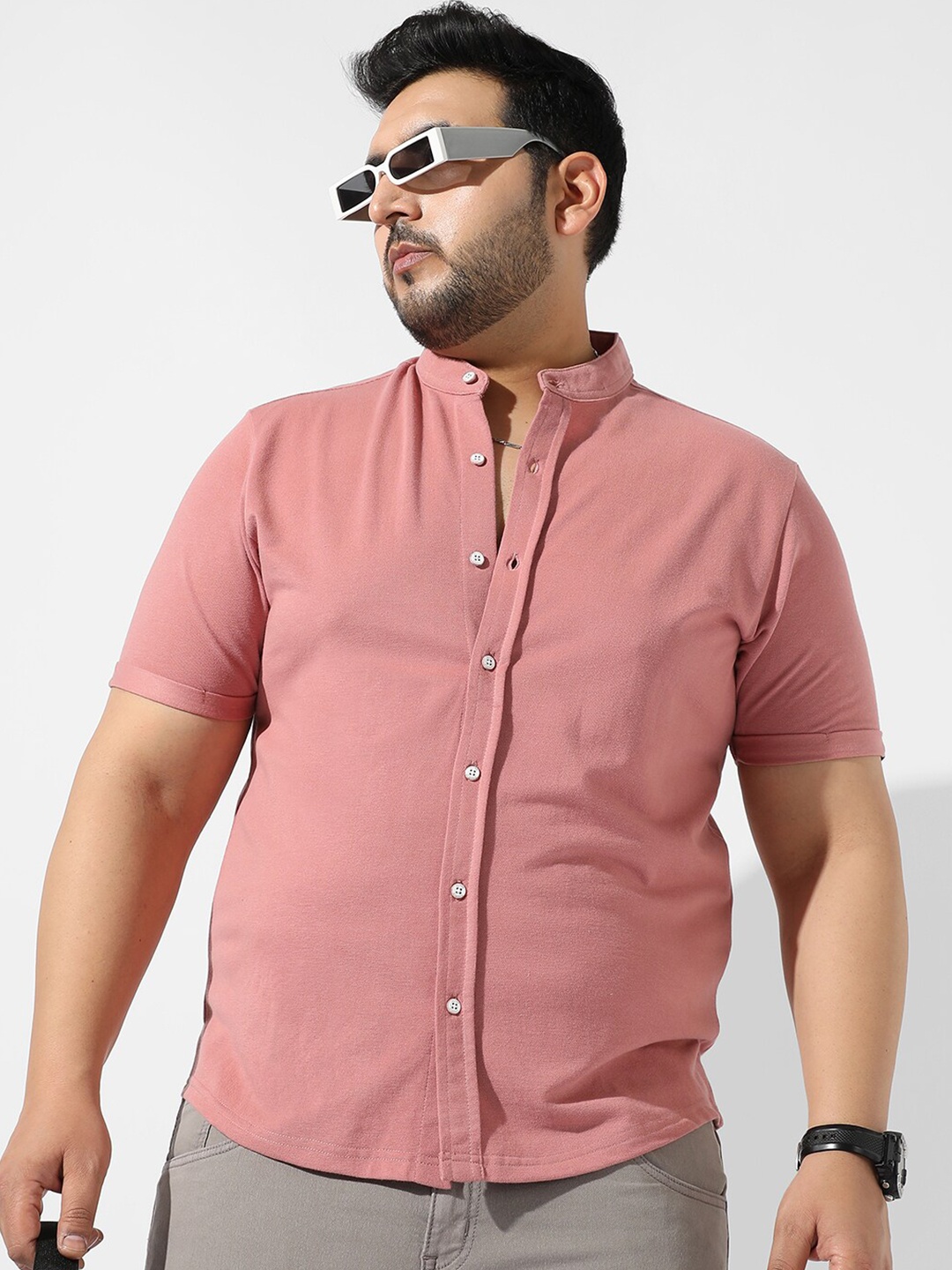 

Instafab Plus Plus Size Classic Cotton Casual Shirt, Coral