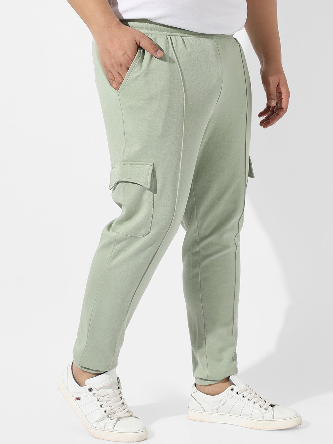 Instafab Plus Men Plus Size Regular Fit Cotton Joggers, Sea green