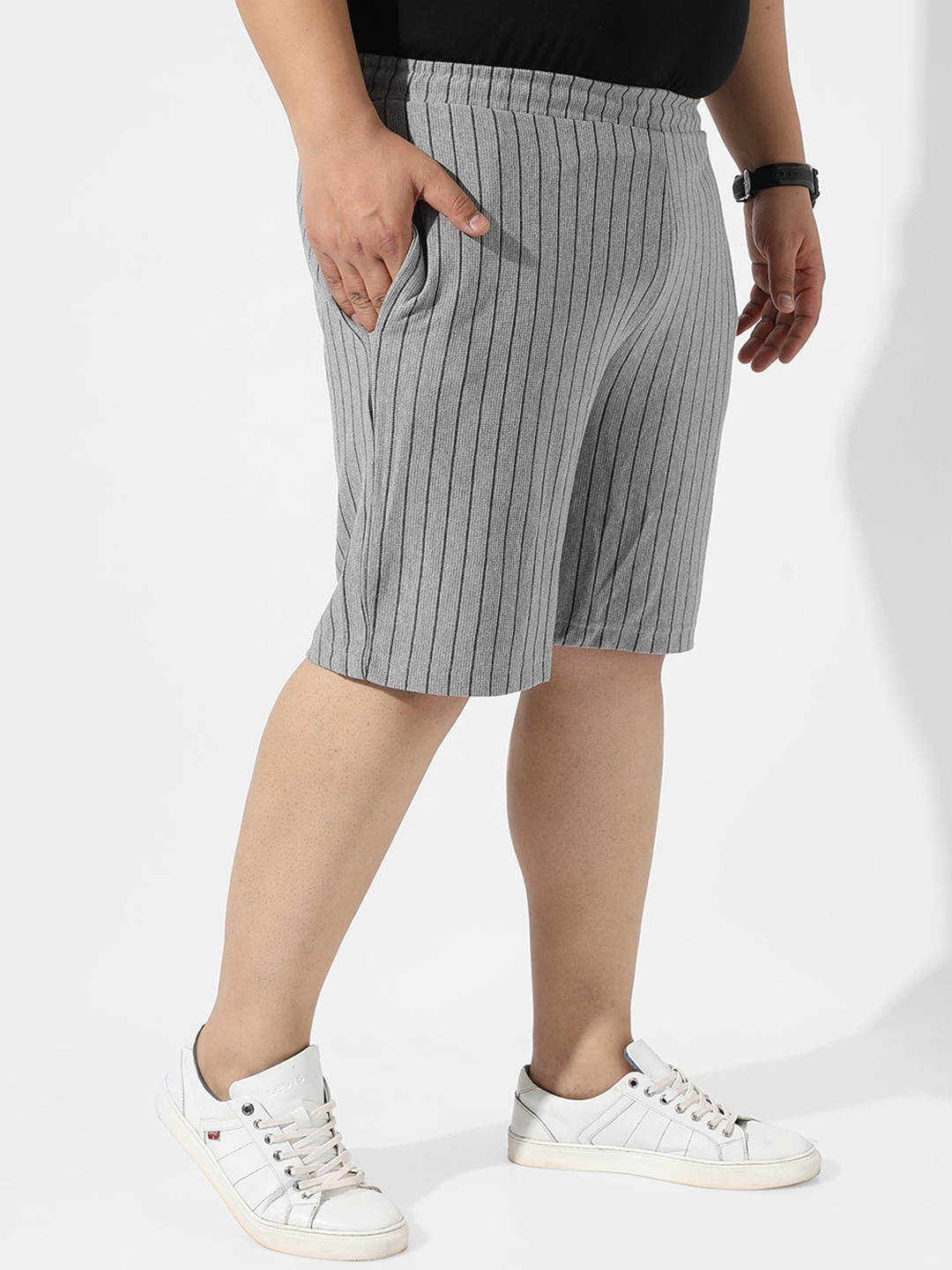 Instafab Plus Men Striped Outdoor with Technology Shorts, Grey