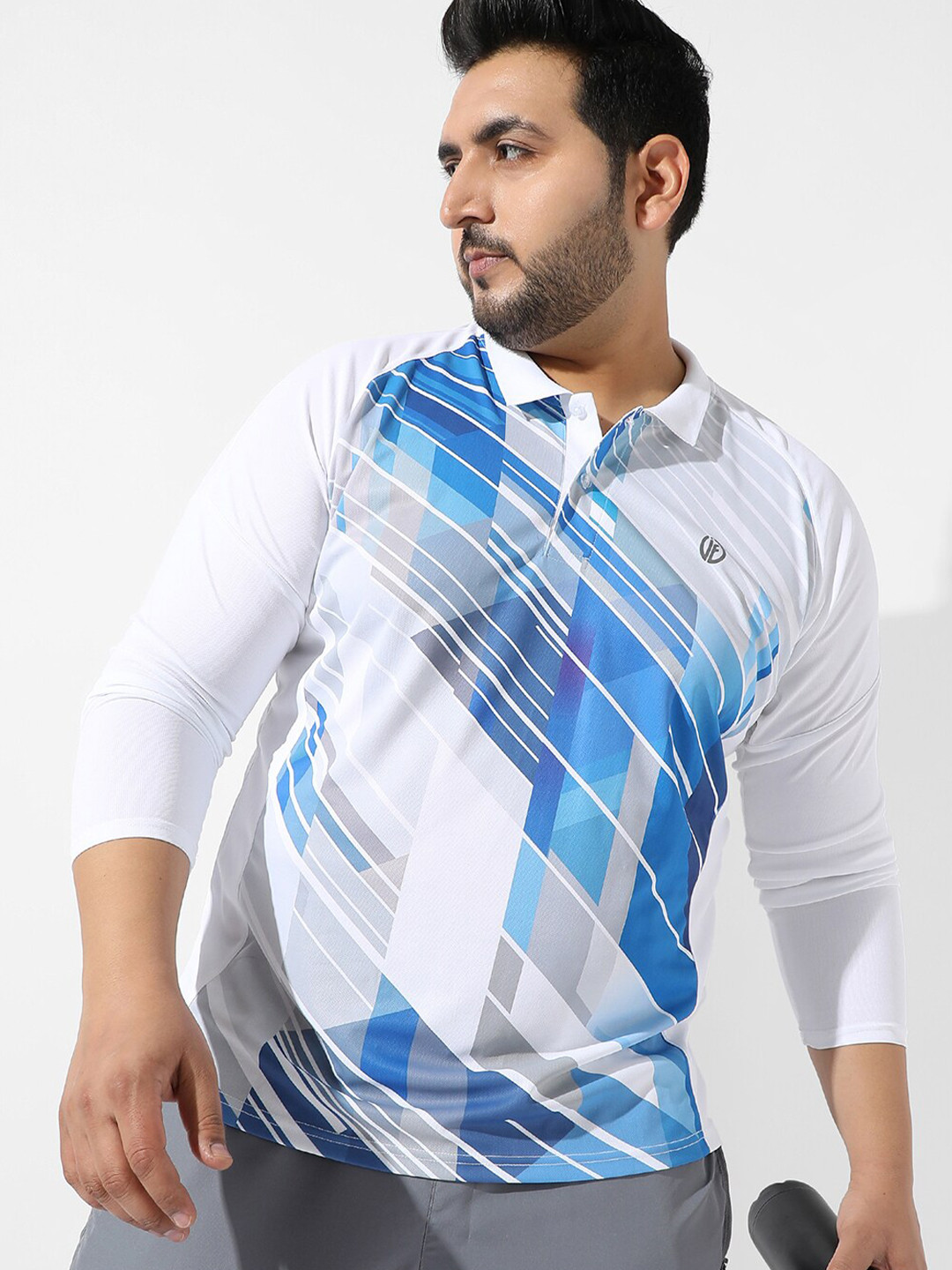 

Instafab Plus Size Graphic Printed Long Sleeves Flex Activewear T-shirt, White