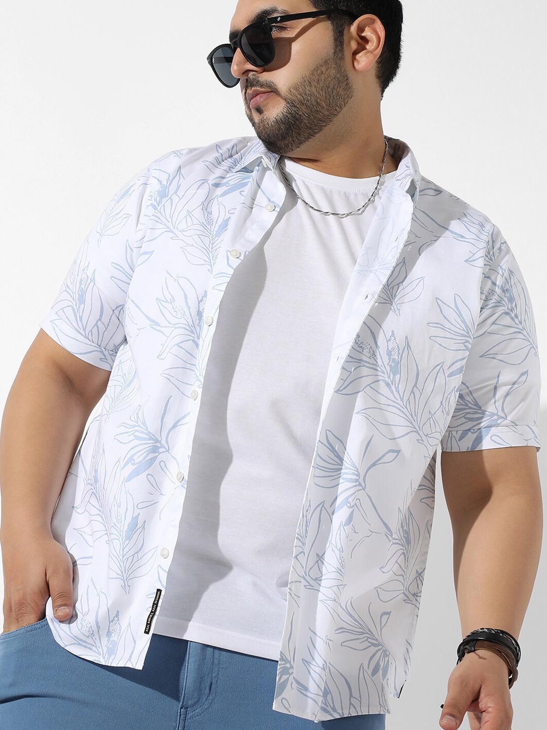 Instafab Plus Plus Size Classic Cotton Casual Shirt, White