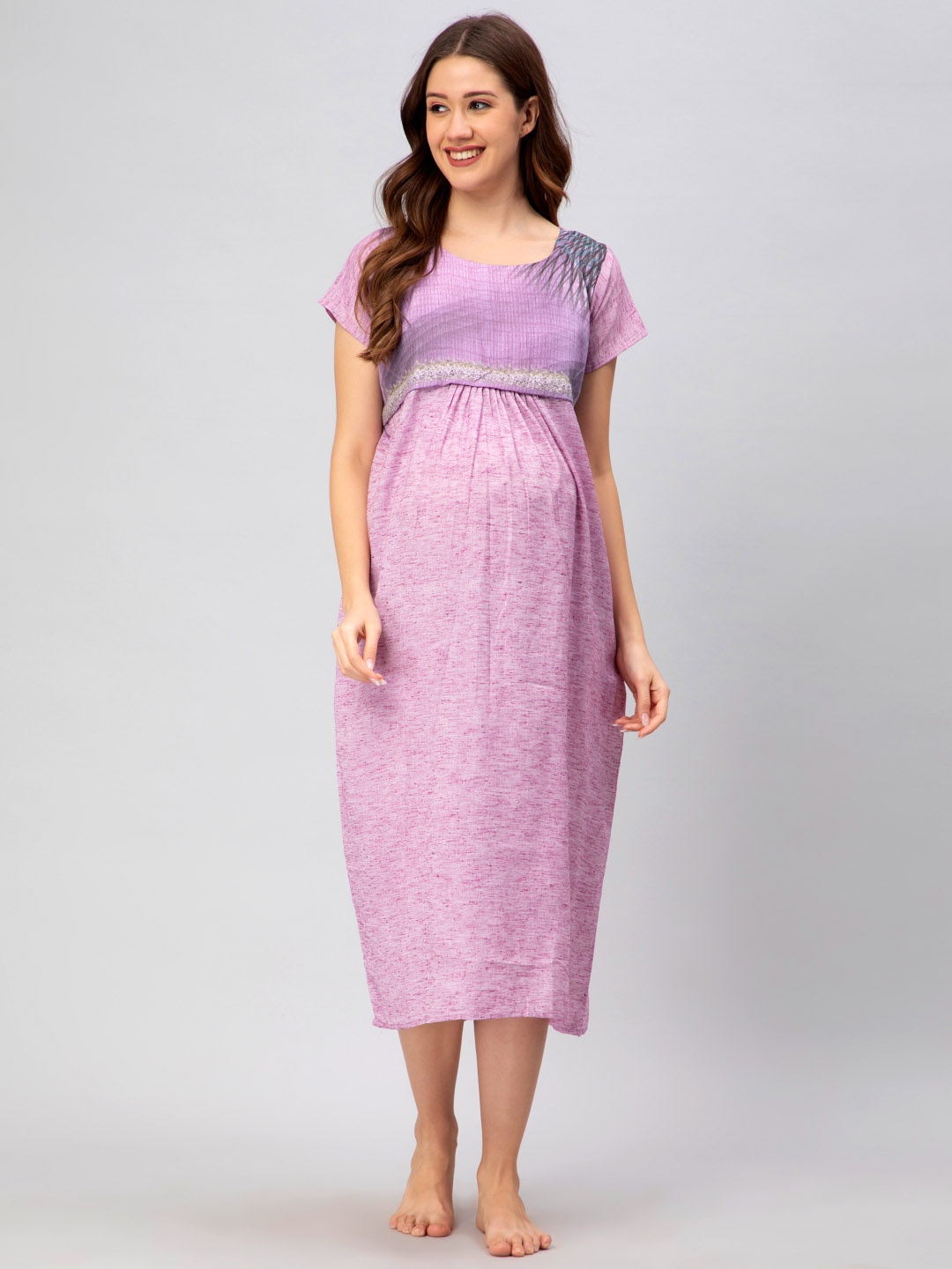 

CEE-18 Round Neck Maternity Nightdress, Mauve
