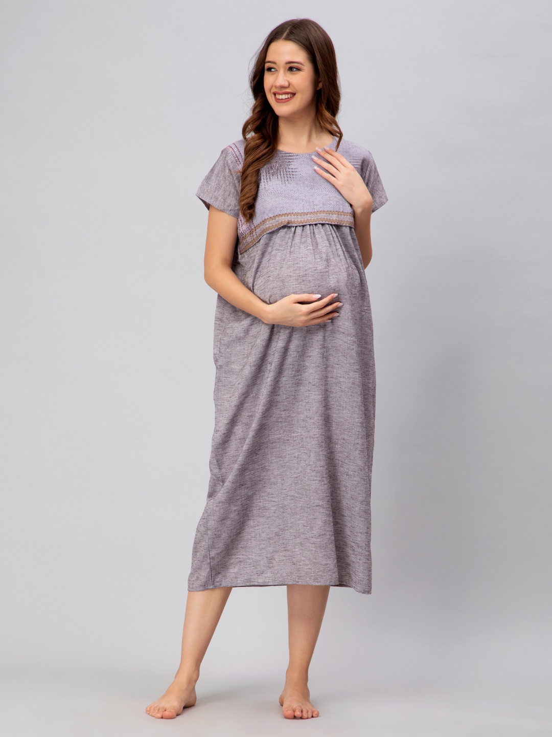 

CEE-18 Round Neck Maxi Nightdress, Grey