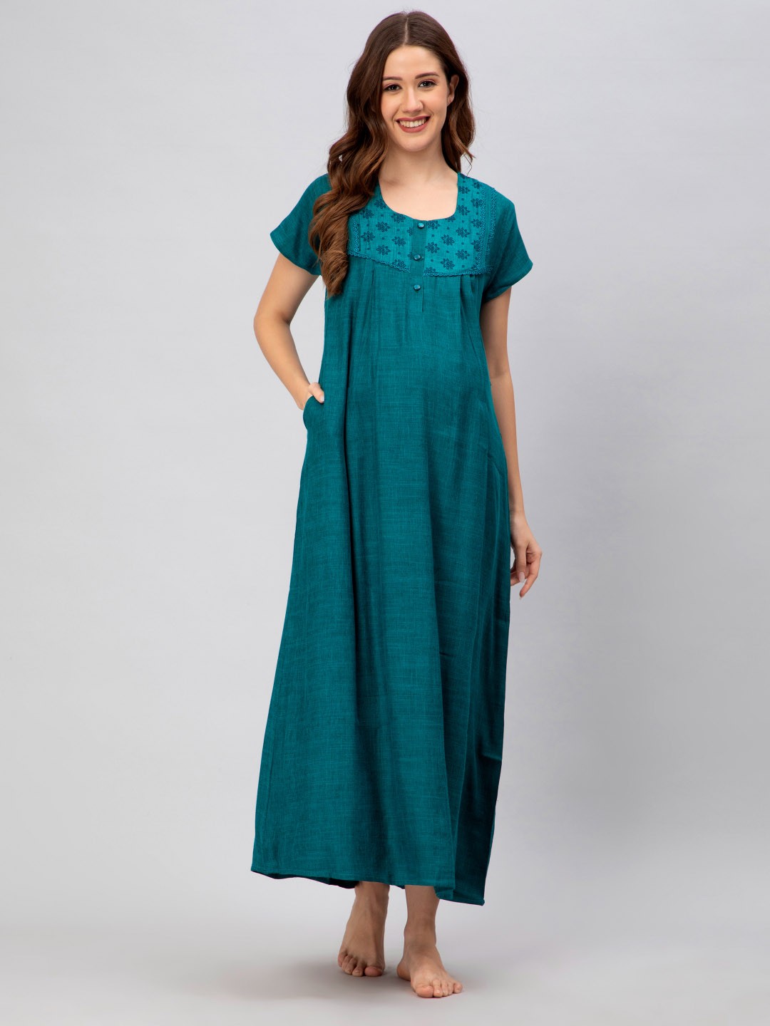 

CEE-18 Maxi Maternity Nightdress, Green
