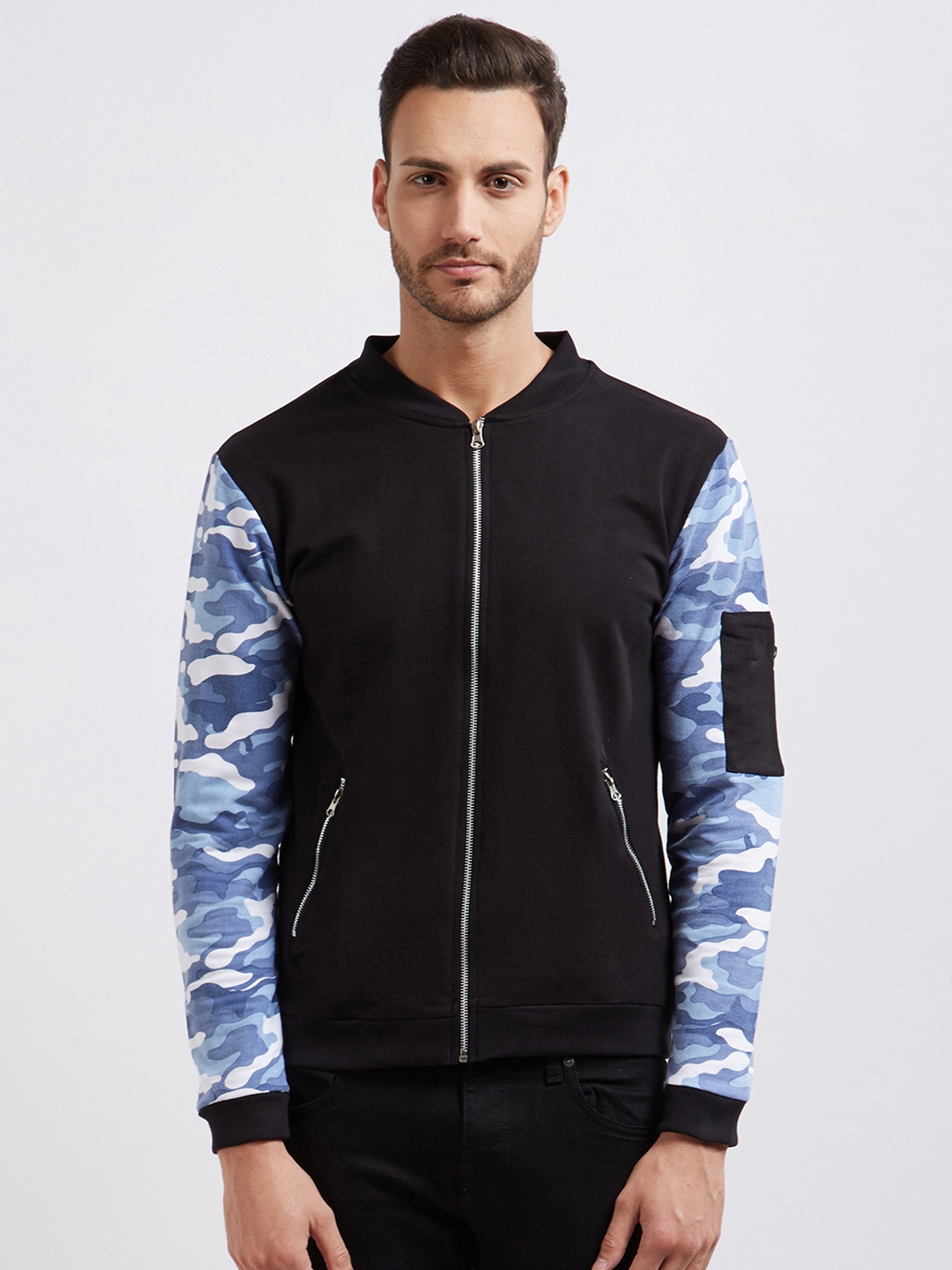 

DEEZENO Men Black Printed Bomber