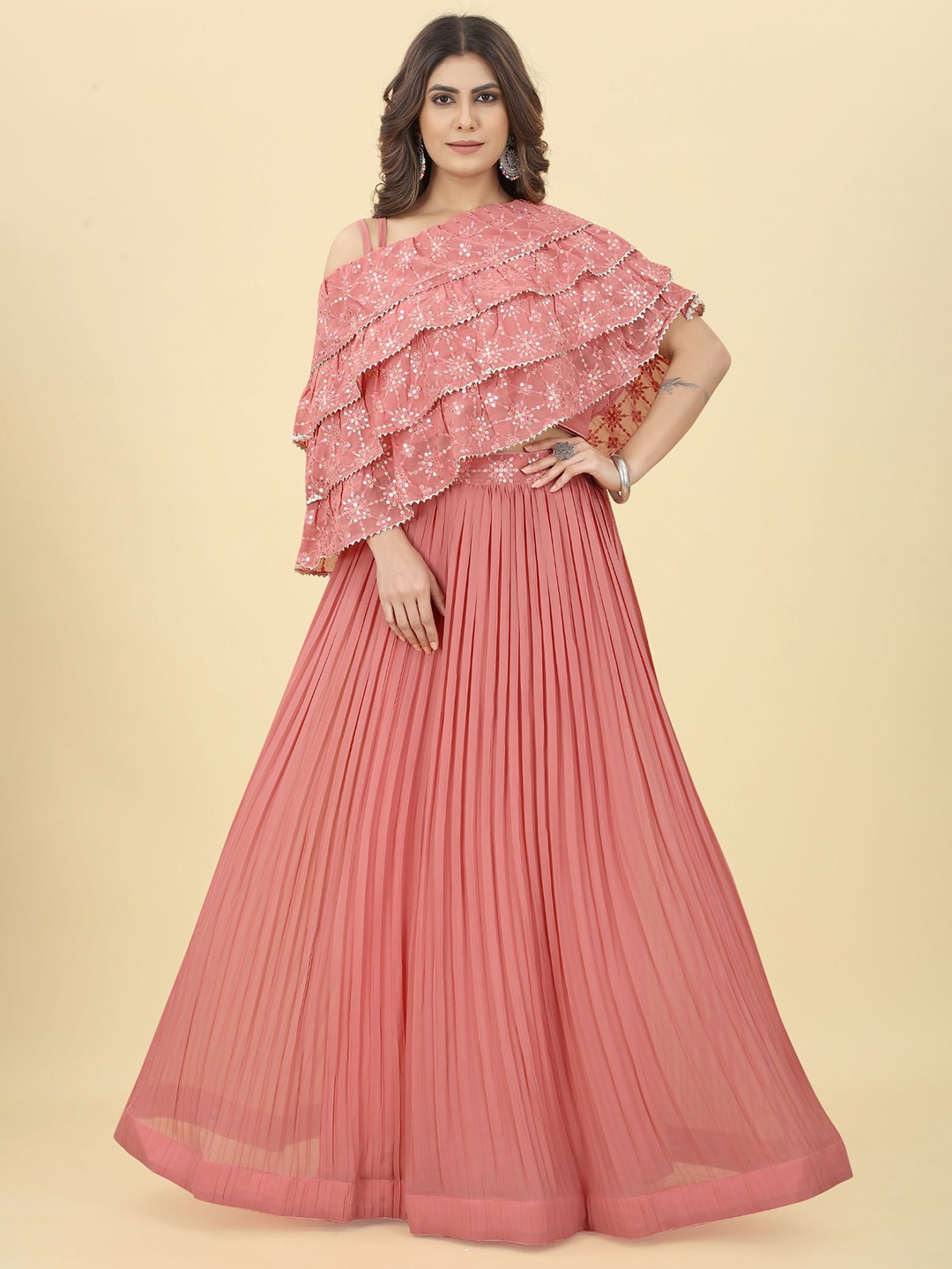 

KALINI Embroidered Ready to Wear Lehenga, Peach