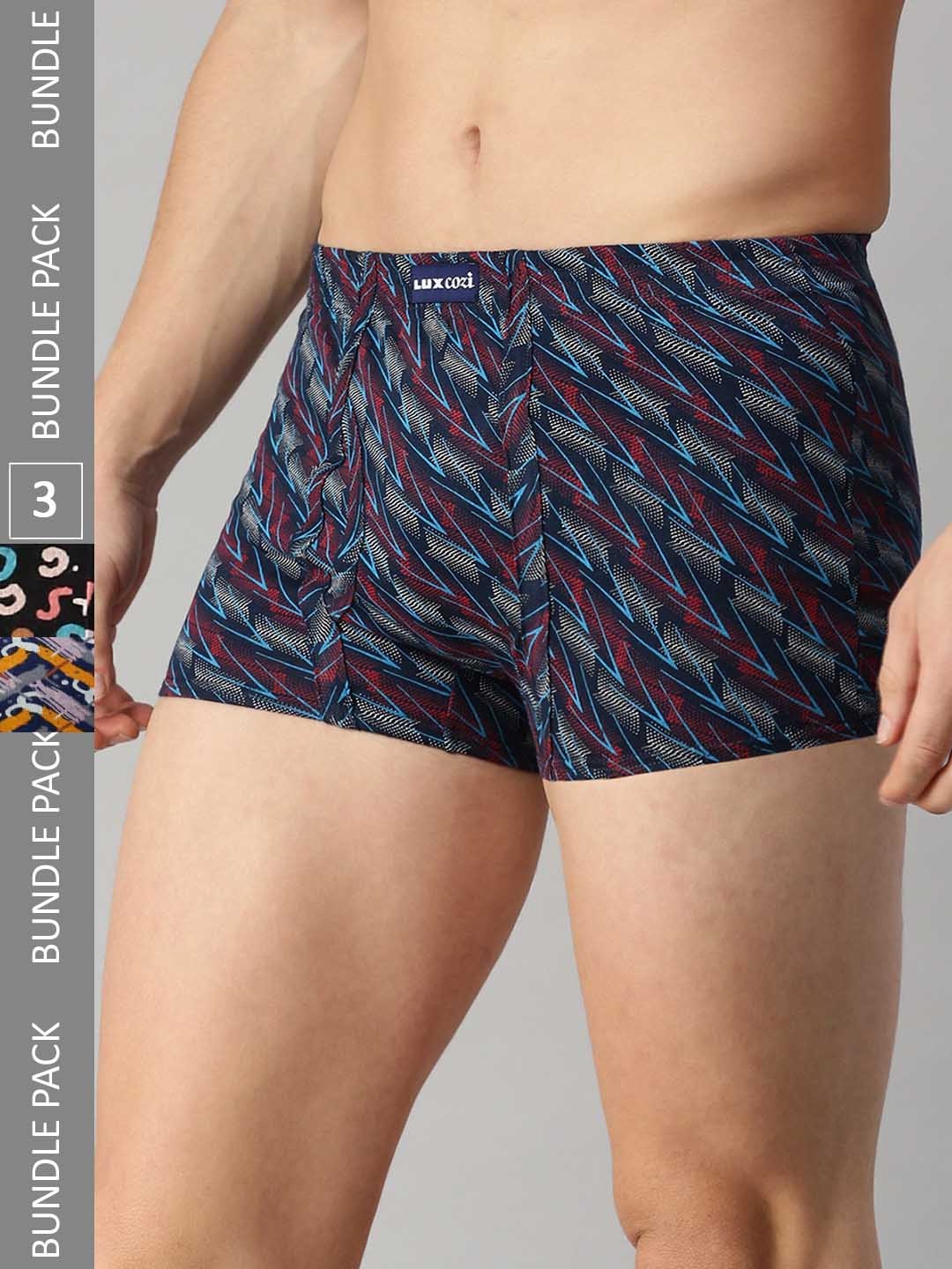 

Lux Cozi Men Pack Of 3 Assorted Skin-friendly Label free comfort Short Cotton Trunk