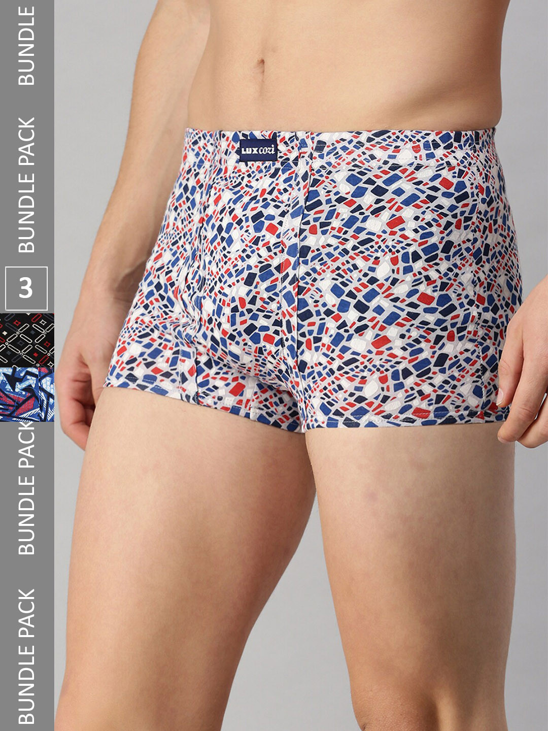 

Lux Cozi Pack Of 3 Assorted Skin-friendly Label free comfort Short Cotton Trunk