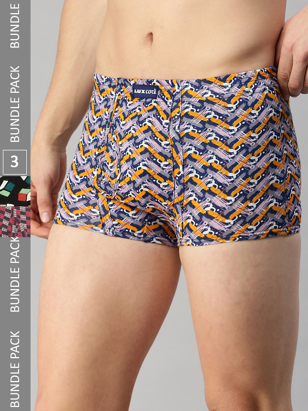 

Lux Cozi Pack Of 3 Assorted Skin-friendly Label free comfort Short Cotton Trunk