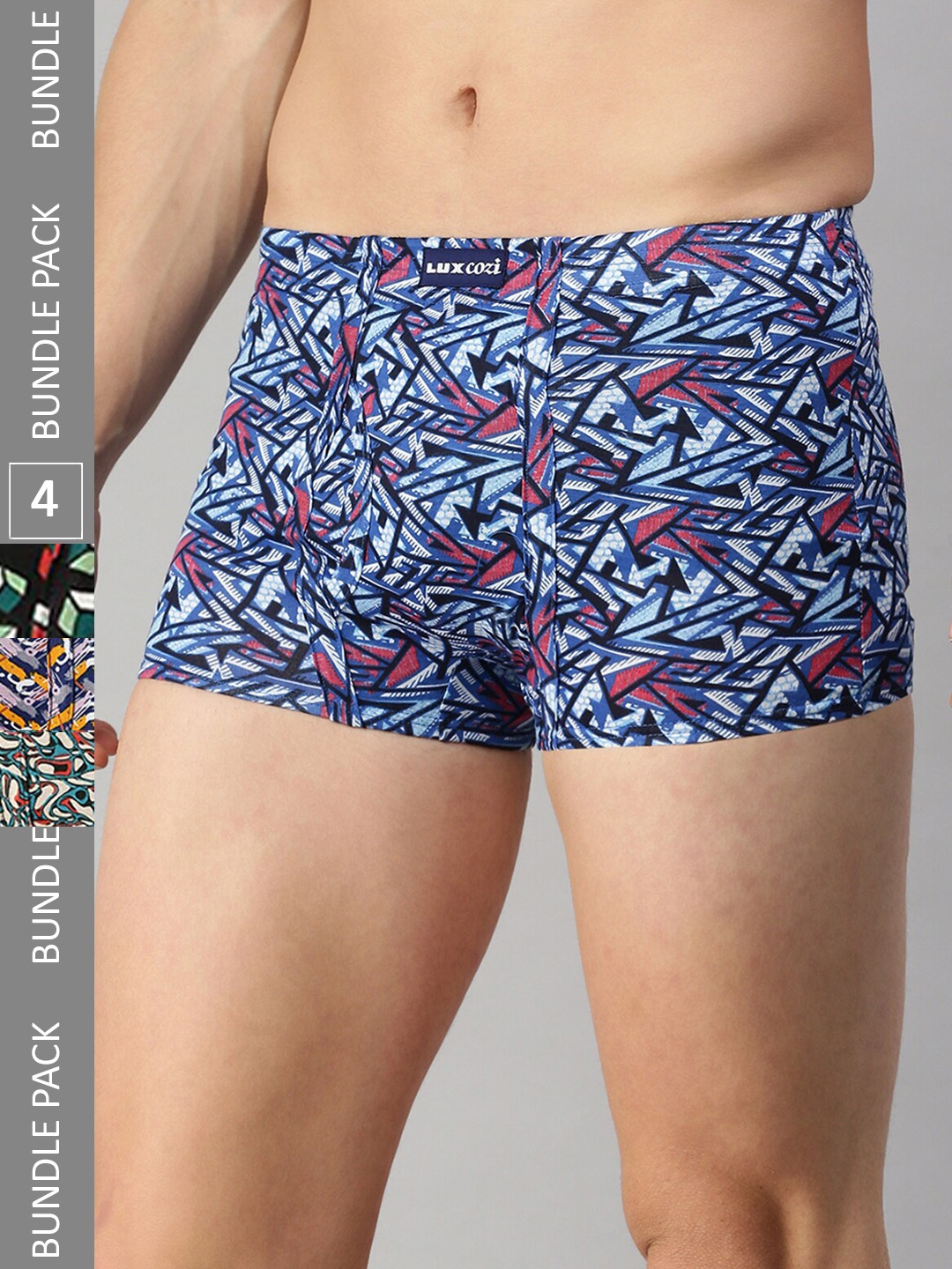 

Lux Cozi Men Pack Of 4 Assorted Skin-friendly Label free comfort Short Cotton Trunk