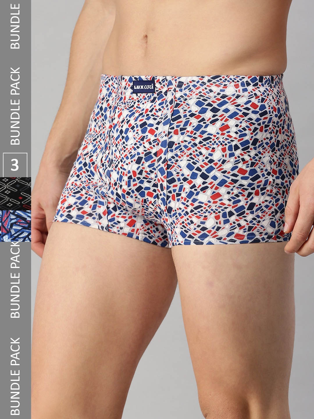 Lux Cozi Pack Of 3 Assorted Skin-friendly Label free comfort Short Cotton Trunk