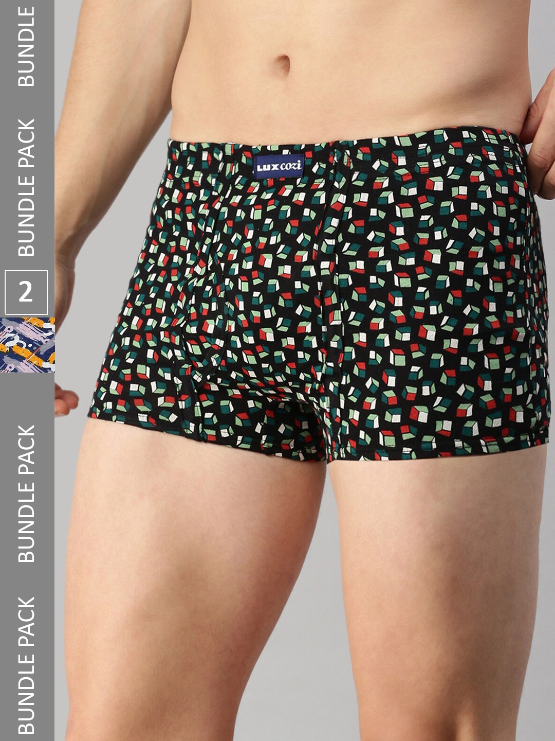 

Lux Cozi Men Pack Of 2 Assorted Skin-friendly Label free comfort Short Cotton Trunk