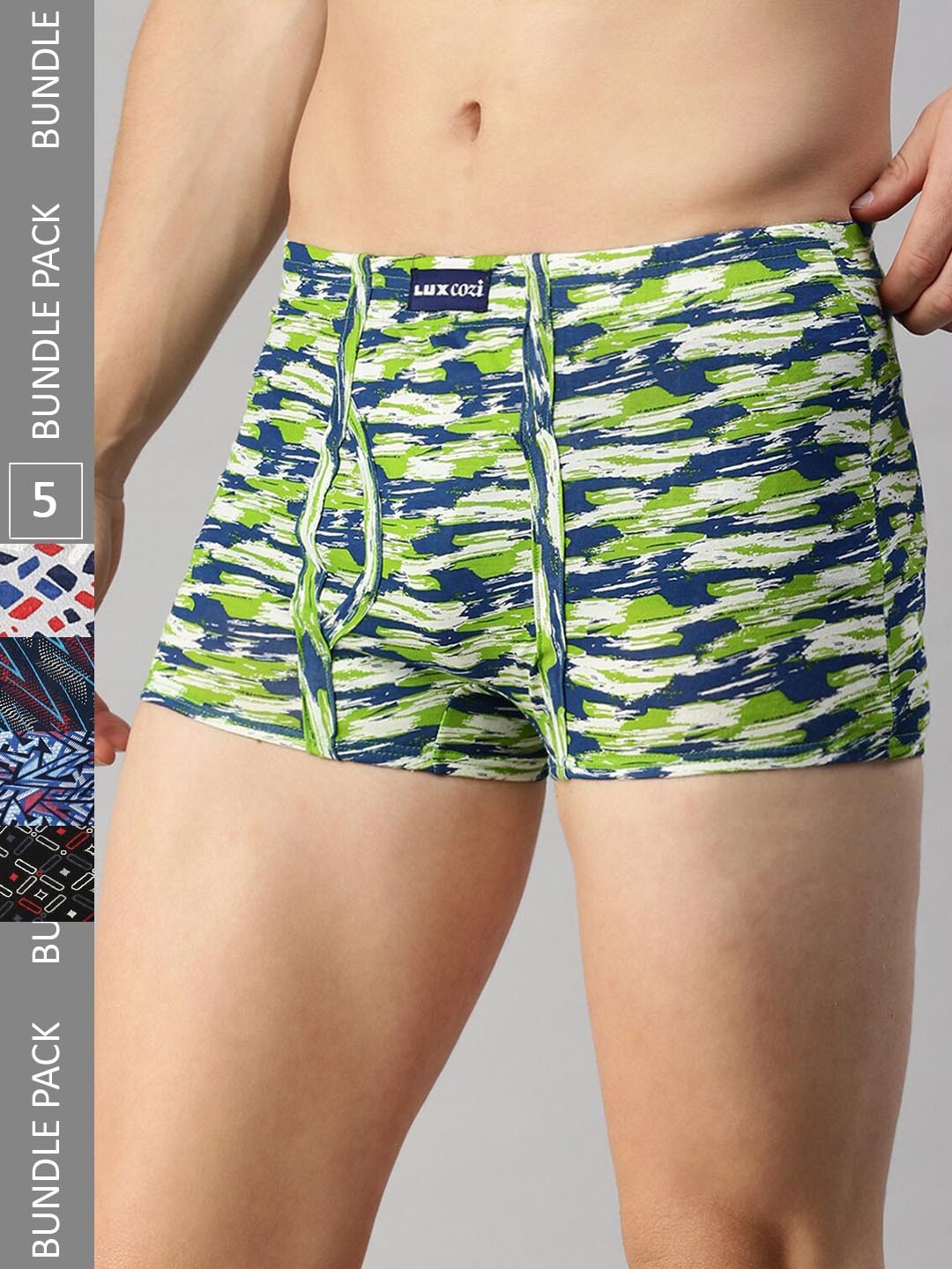

Lux Cozi Men Pack Of 5 Assorted Skin-friendly Label free comfort Short Cotton Trunk