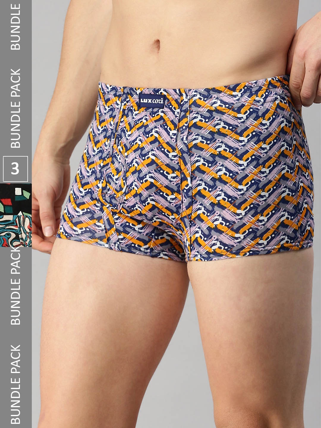 

Lux Cozi Pack Of 3 Assorted Skin-friendly Label free comfort Short Cotton Trunk
