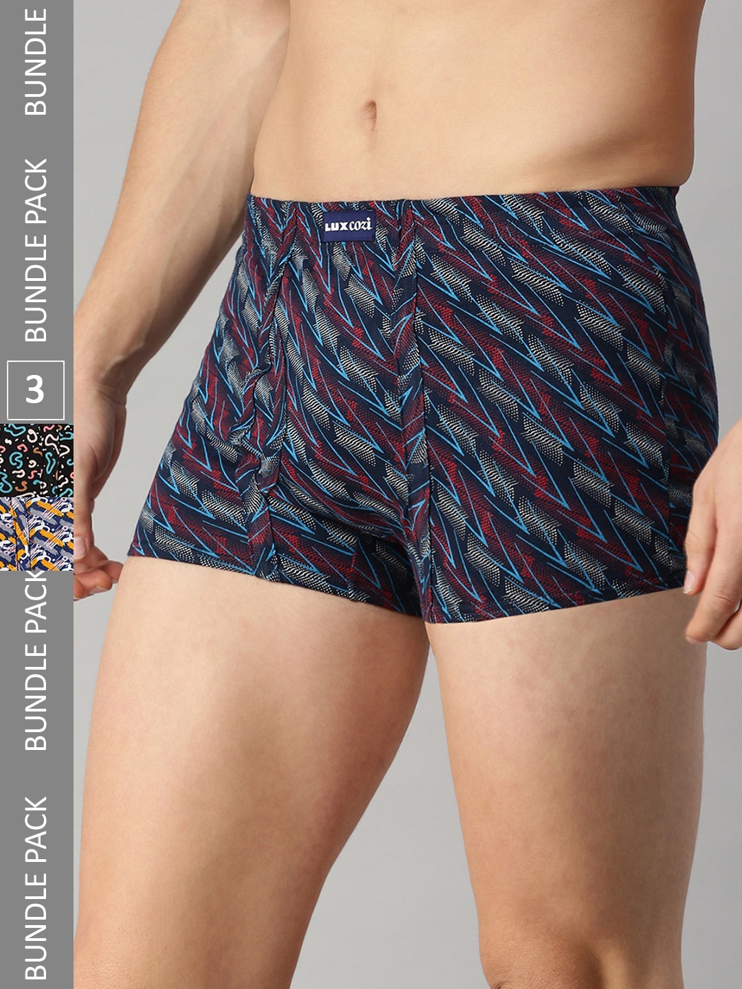 

Lux Cozi Men Pack Of 3 Assorted Skin-friendly Label free comfort Short Cotton Trunk