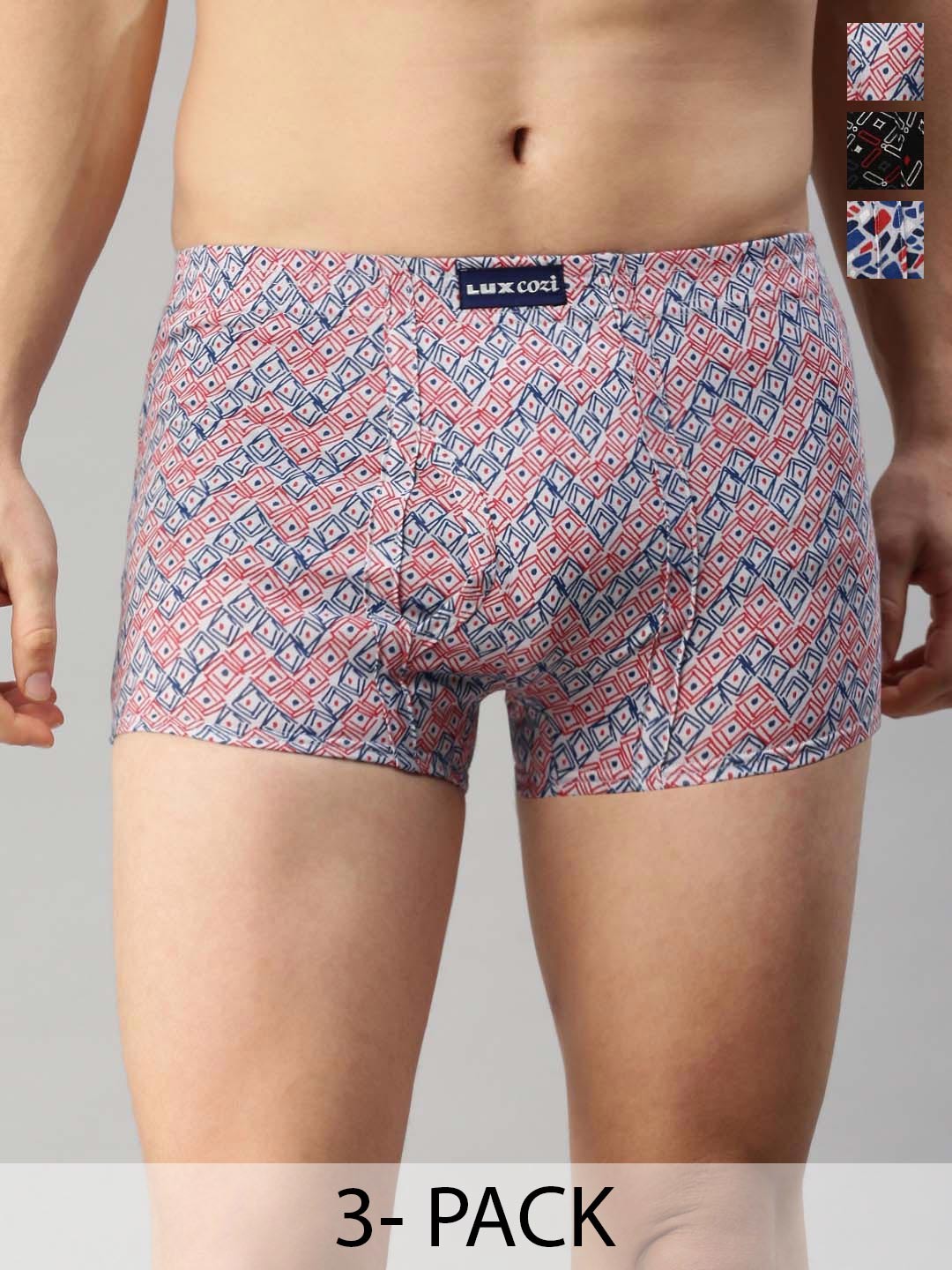 

Lux Cozi Men Pack Of 3 Assorted Cotton Trunks COZI_BIGSHOT_SL_PRINT_IE_AST5_3PC