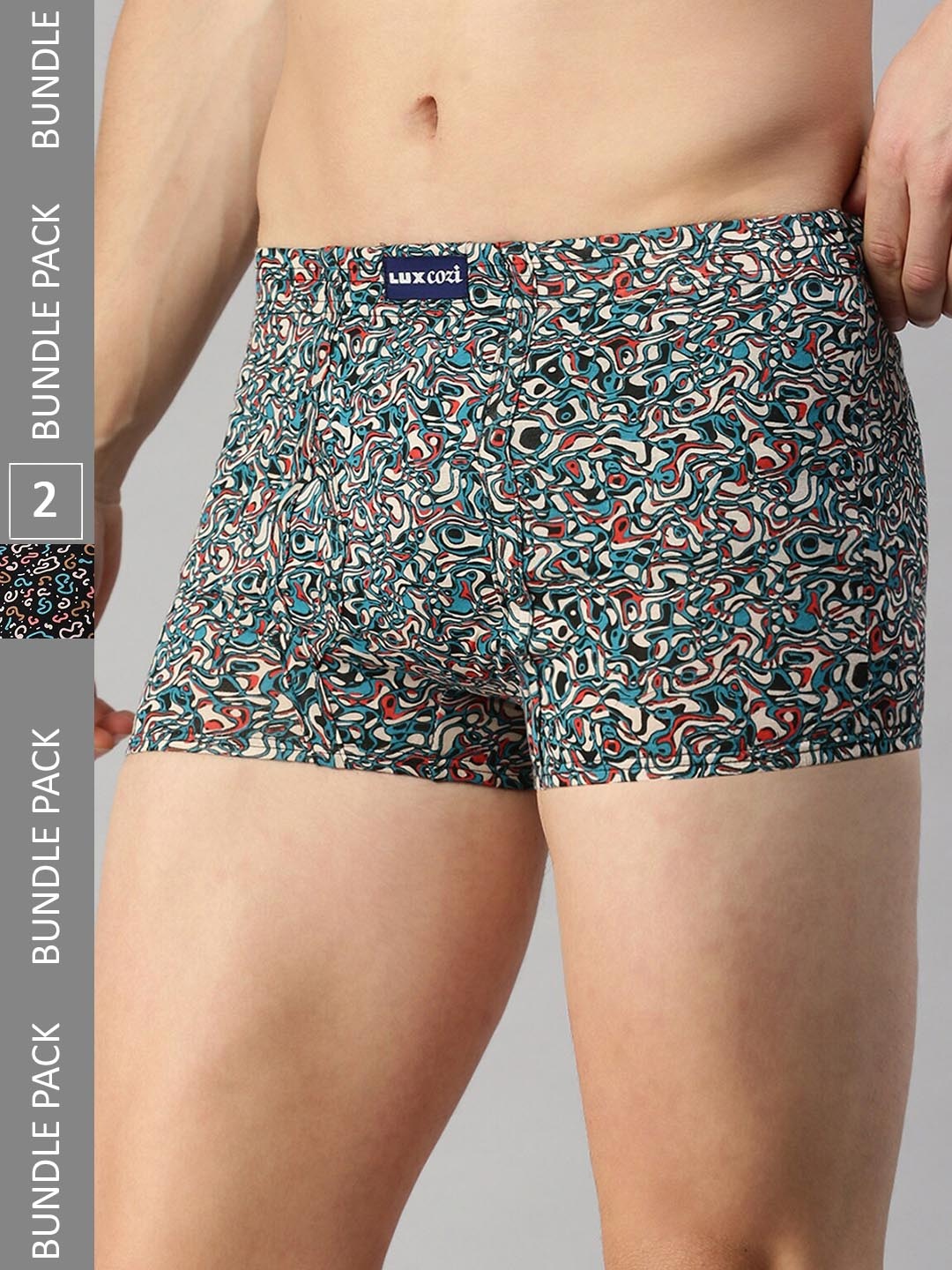 

Lux Cozi Men Pack Of 2 Assorted Skin-friendly Label Free Comfort Short Cotton Trunk