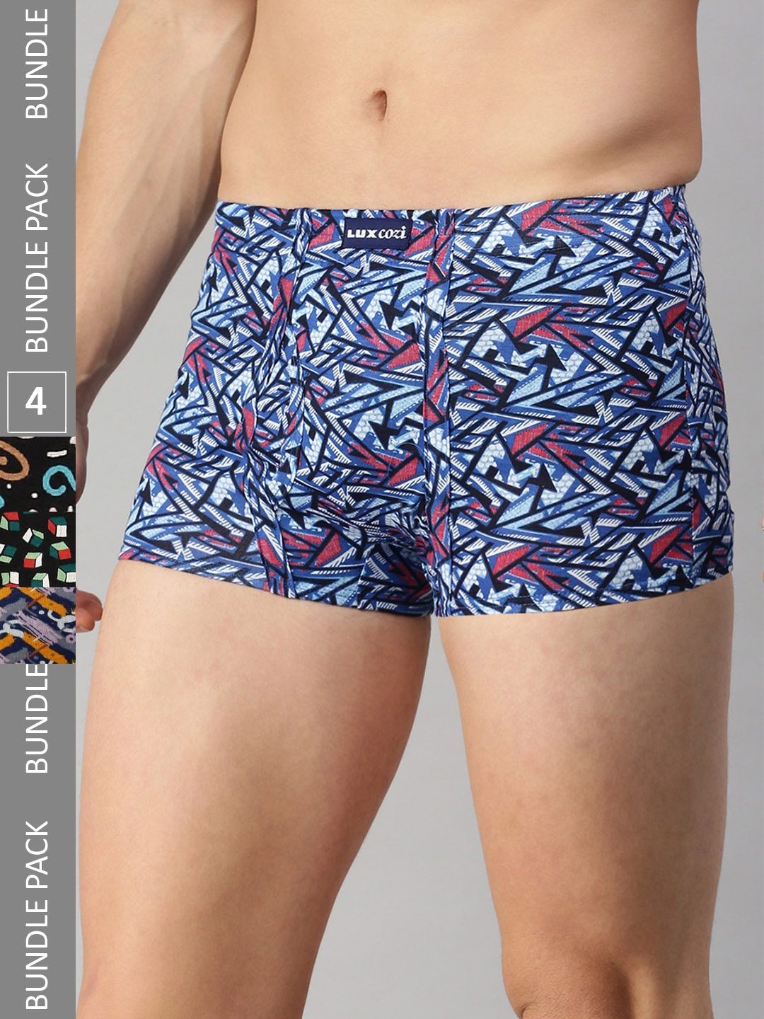 

Lux Cozi Pack Of 4 Assorted Skin-friendly Label Free Comfort Short Cotton Trunk