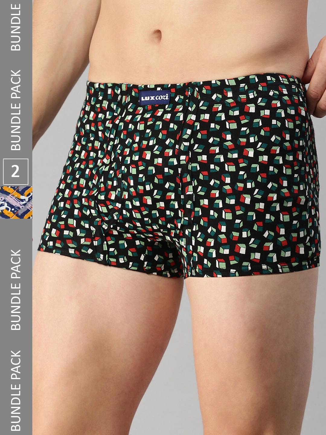 

Lux Cozi Men Pack Of 2 Assorted Skin-friendly Label Free Comfort Short Cotton Trunk