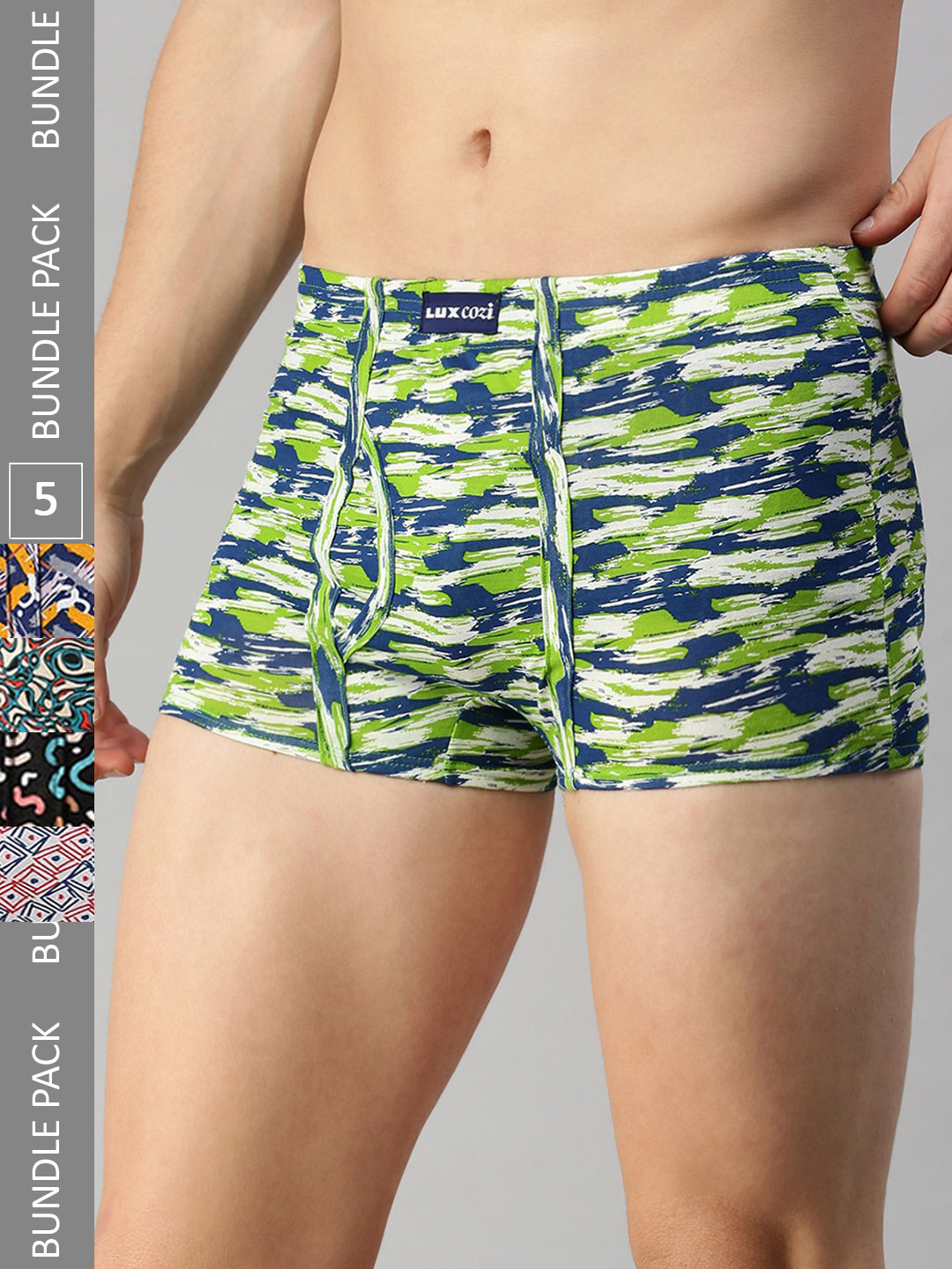 

Lux Cozi Men Pack Of 5 Assorted Skin-friendly Label Free Comfort Short Cotton Trunk
