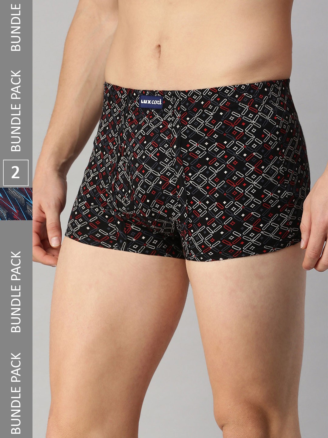 

Lux Cozi Men Pack Of 2 Assorted Skin-friendly Label Free Comfort Short Cotton Trunk