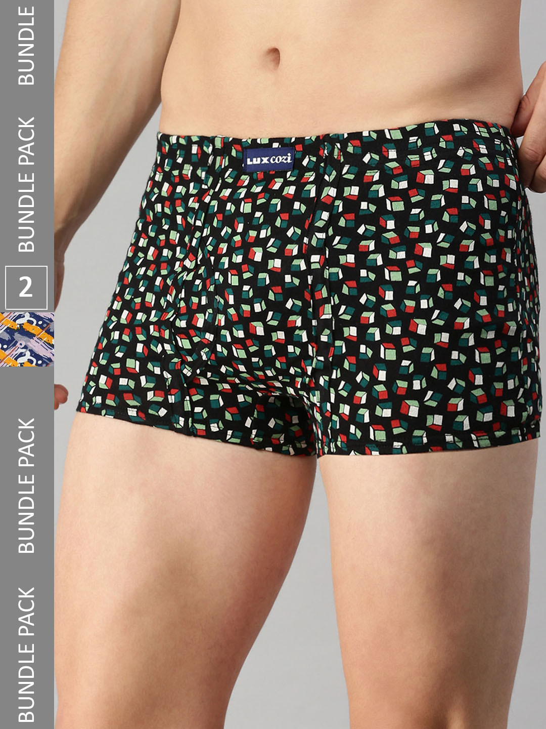 

Lux Cozi Pack Of 2 Assorted Skin-friendly Label Free Comfort Short Cotton Trunk