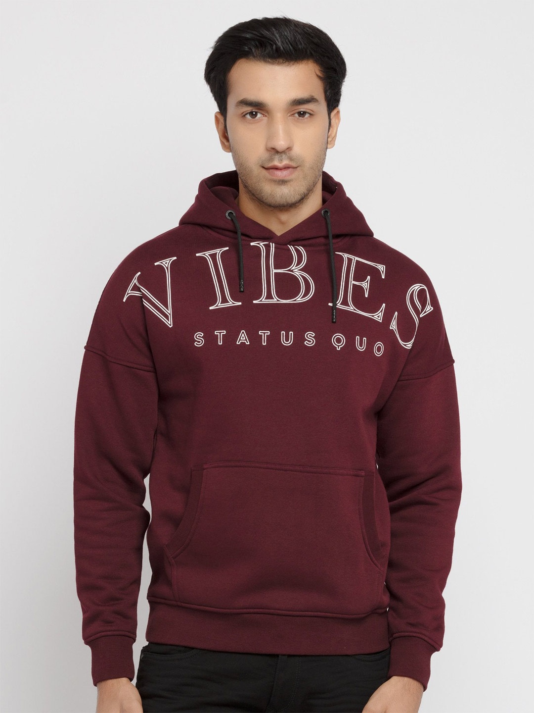 

Status Quo Typography Printed Hood Neck Cotton Sweatshirt, Maroon
