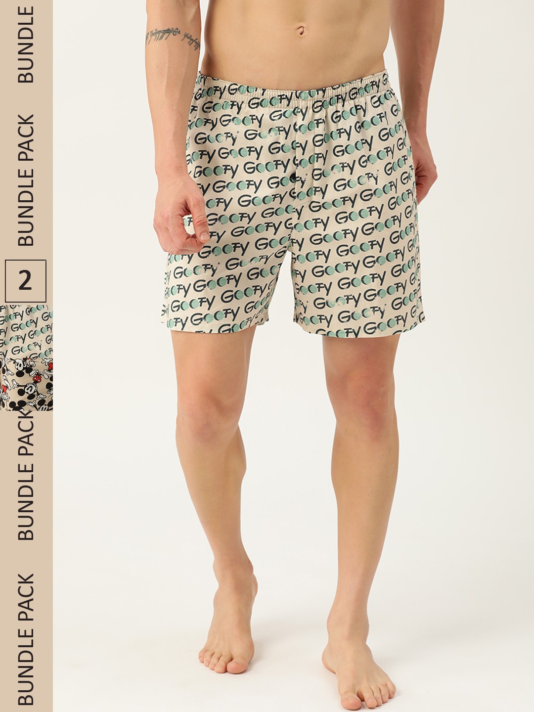 

Kook N Keech Men Set of 2 Disney Printed Cotton Boxers KS22M767, Beige