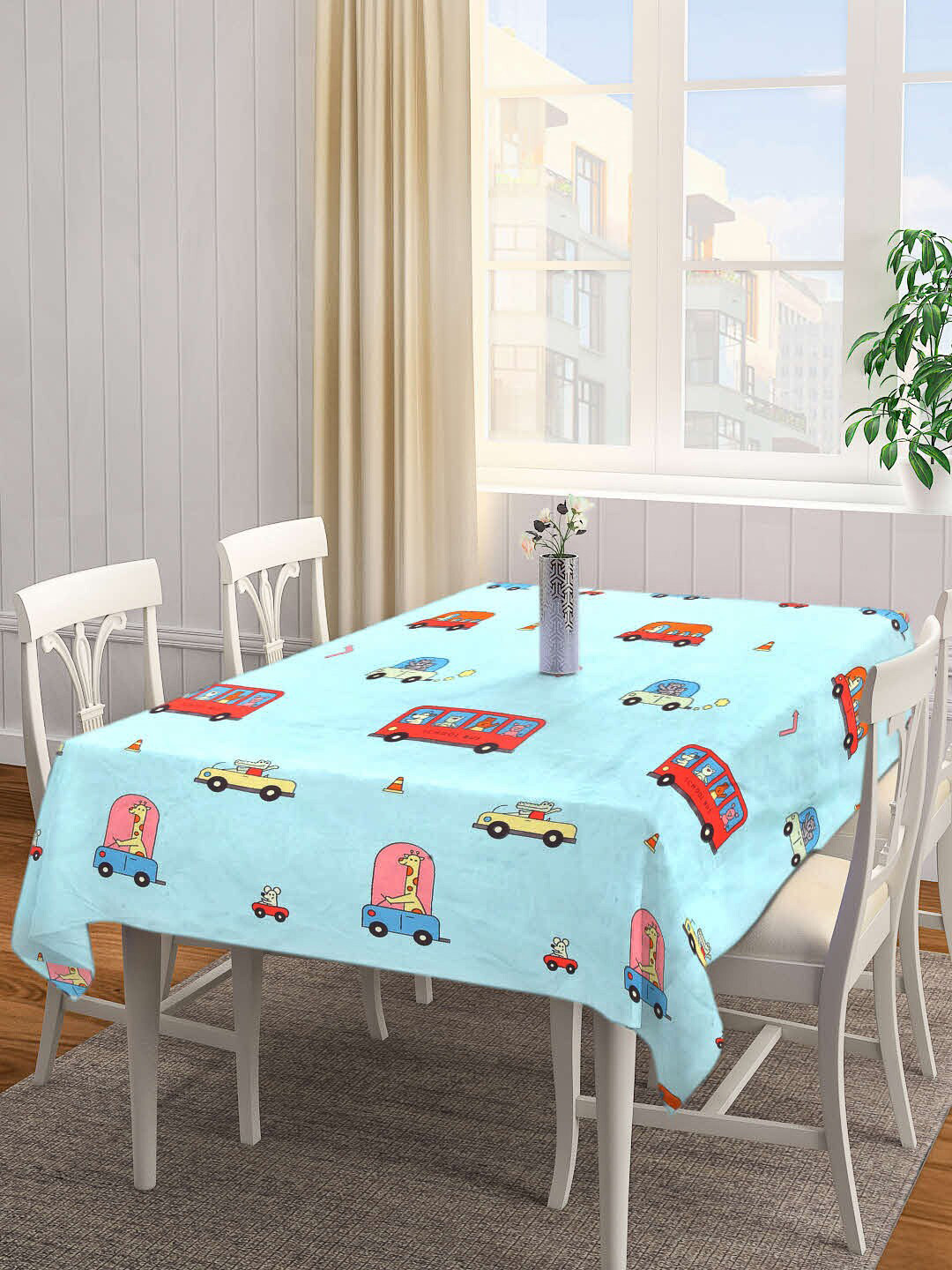 

Arrabi Blue & Red Cartoon Printed 8-Seater Table Cover