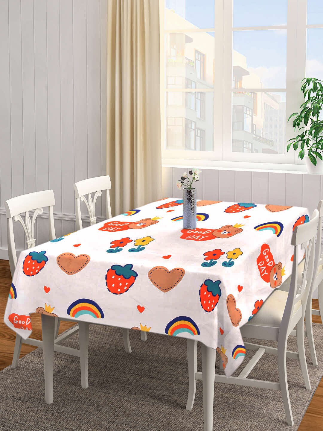 

Arrabi Kids Pink & Orange Printed 8-Seater Table Cover