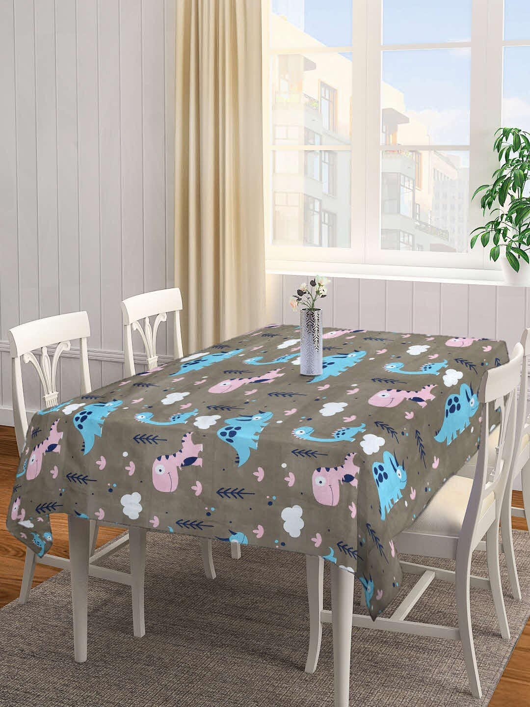 

Arrabi Grey & Blue Printed 8-Seater Table Cover