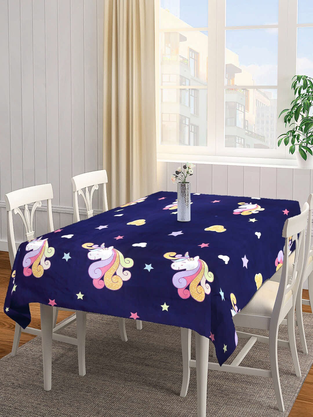 

Arrabi Blue & Pink Printed 8-Seater Table Cover