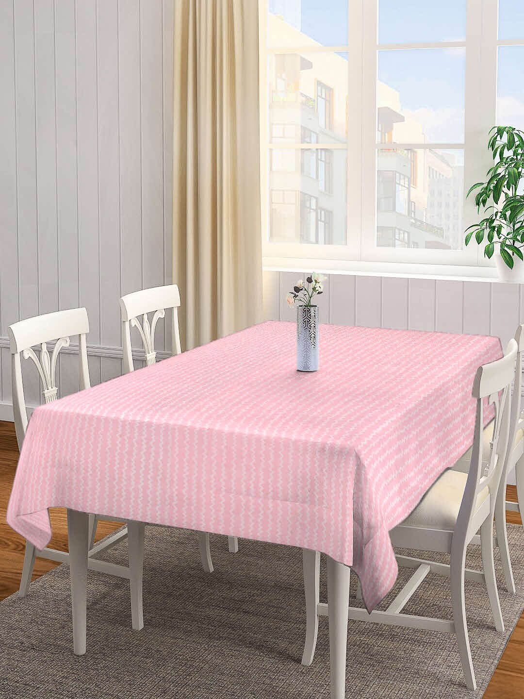 

Arrabi Pink & White Striped 8-Seater Table Cover