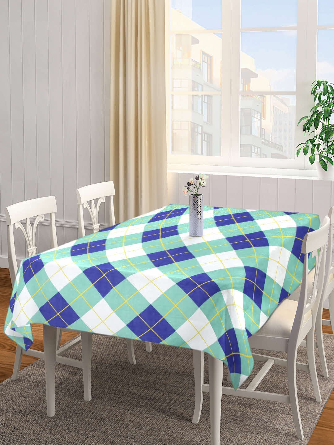 

Arrabi Green & Blue Checked 6-Seater Table Cover