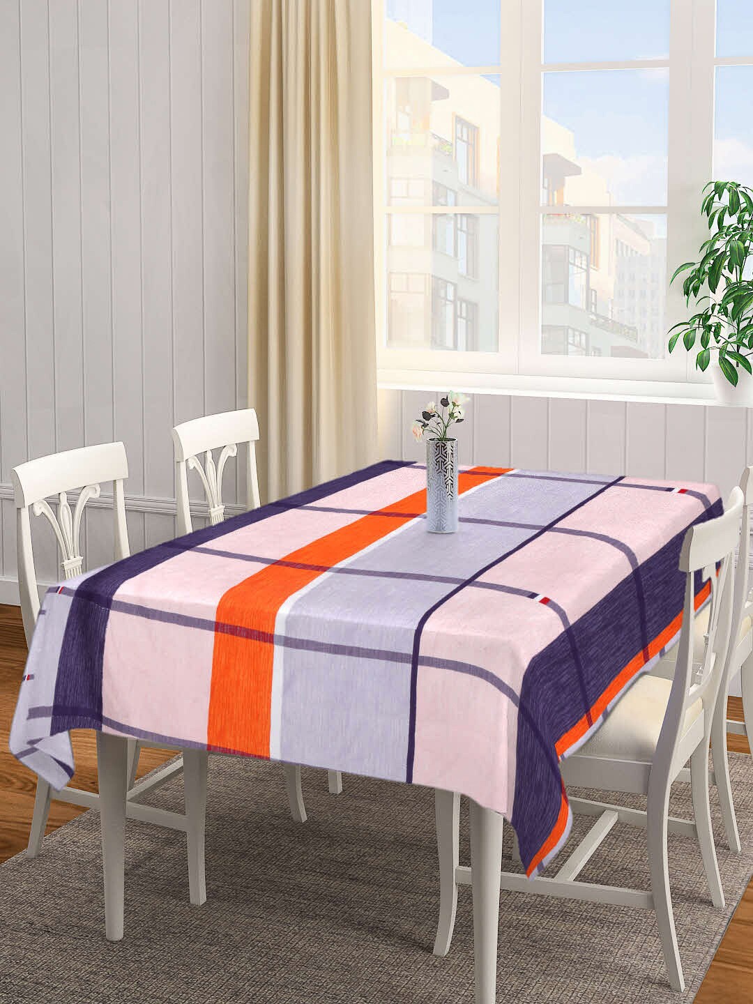 

Arrabi Pink & Purple Checked 6-Seater Table Cover