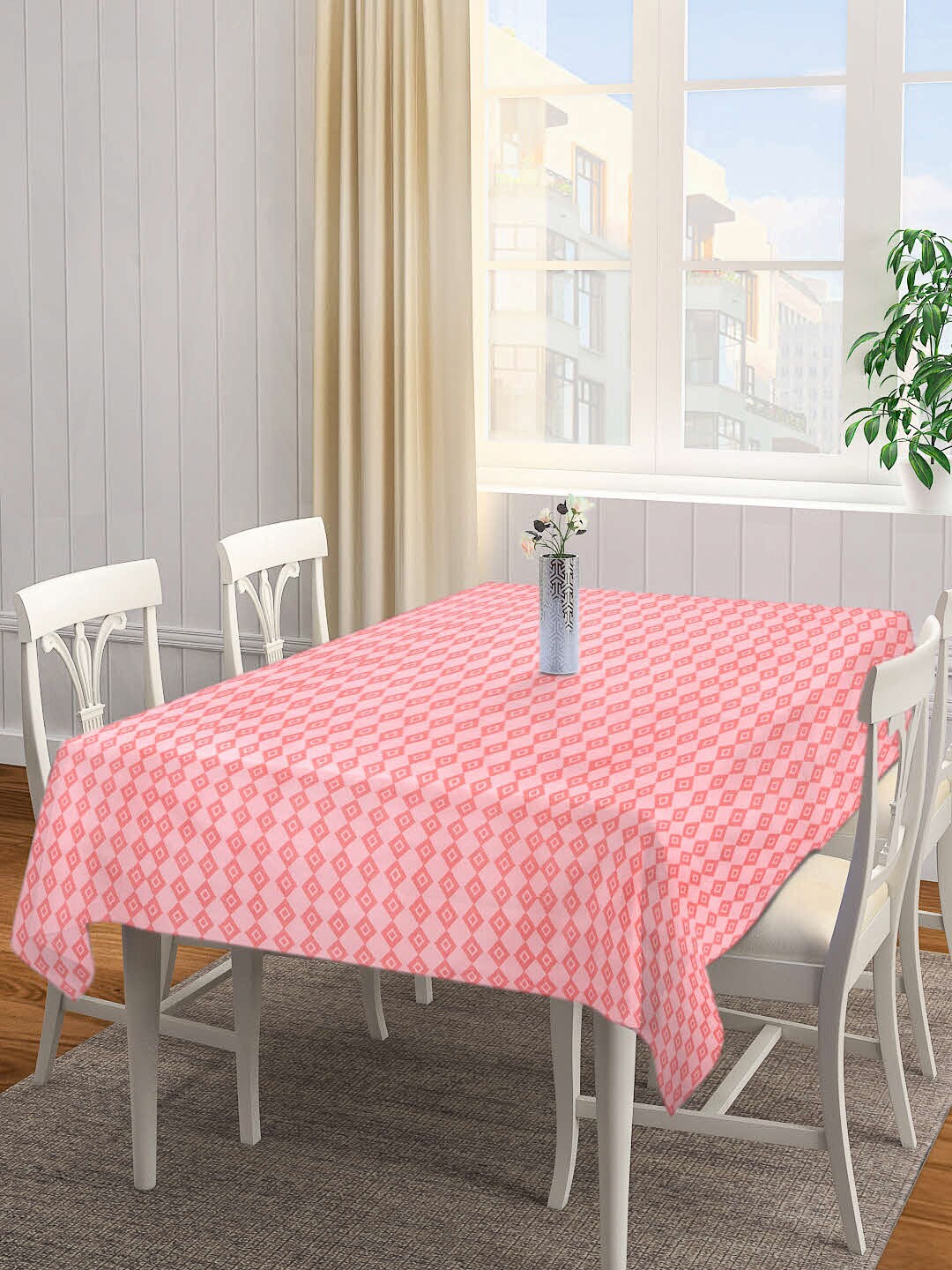 

Arrabi Pink & Red Geometric Printed 8-Seater Table Cover