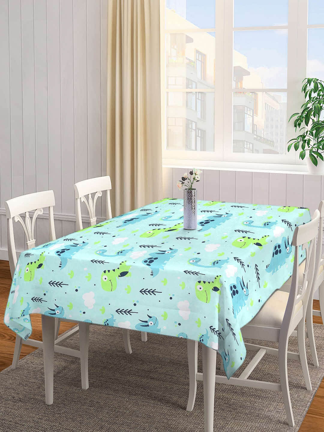 

Arrabi Green & Blue Conversational Printed 8-Seater Table Cover