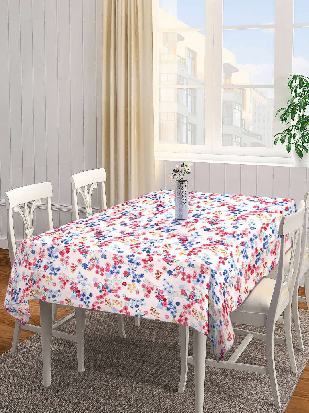 

Arrabi Cream & Pink Floral Printed 8-Seater Table Cover