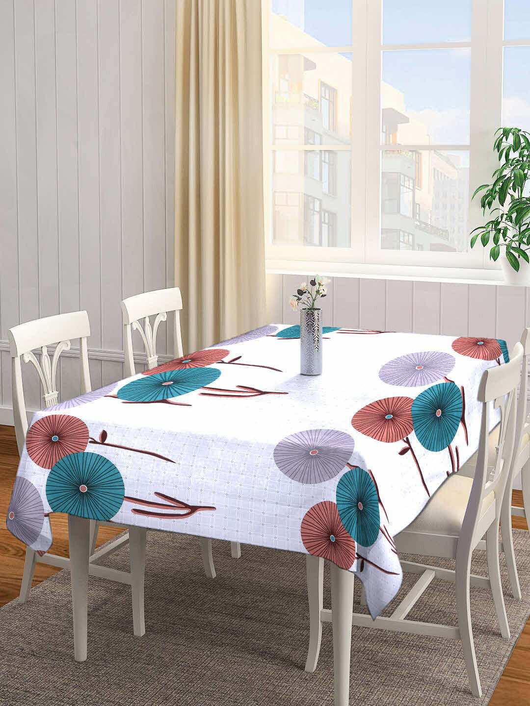 

Arrabi Grey & Green Floral Printed 6-Seater Table Cover