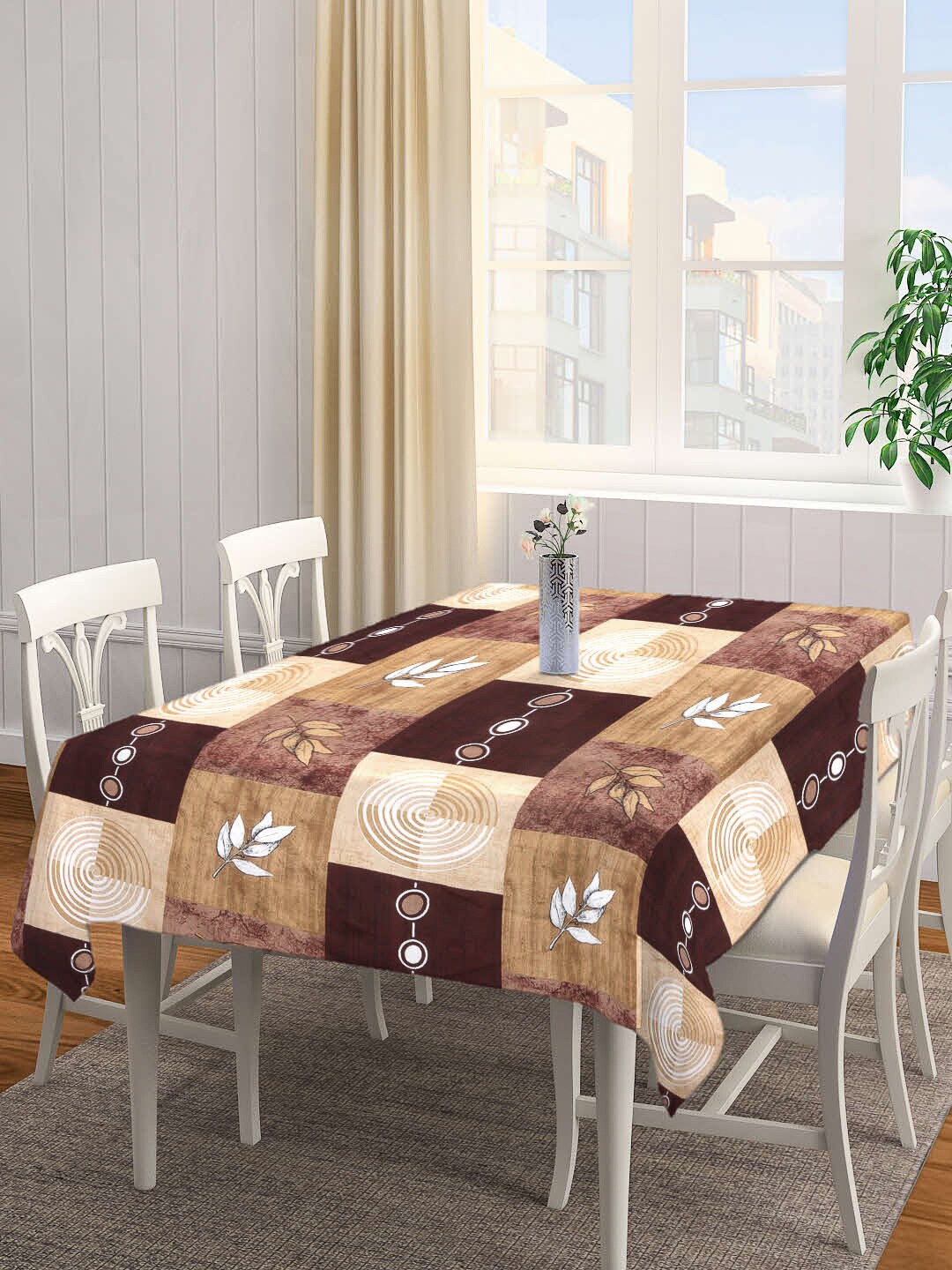 

Arrabi Brown & Beige Printed 6-Seater Table Cover