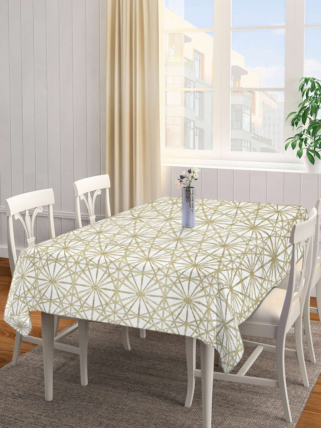 

Arrabi Green & Grey Geometric Printed 6-Seater Table Cover