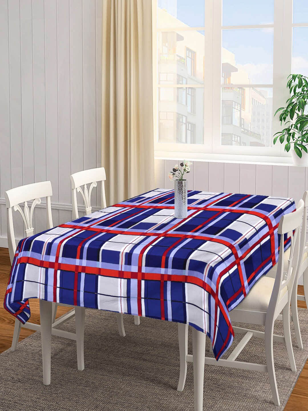 

Arrabi Blue & Red Checked 8-Seater Table Cover