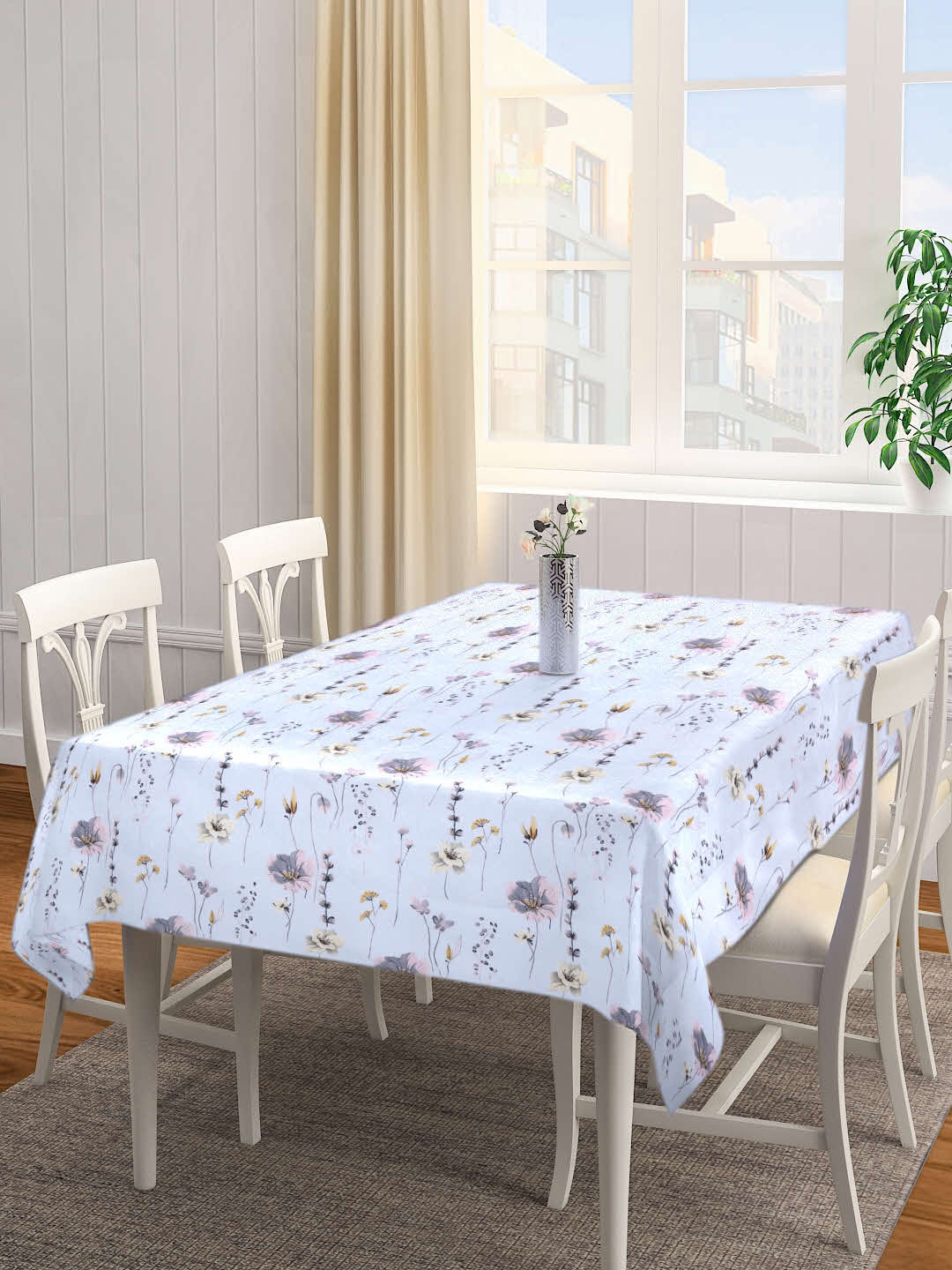 

Arrabi Grey & Yellow Floral Printed 6-Seater Table Cover