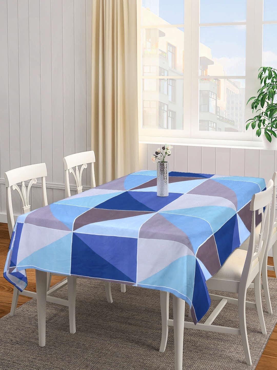 

Arrabi Blue & Grey Geometric Printed 8-Seater Table Cover