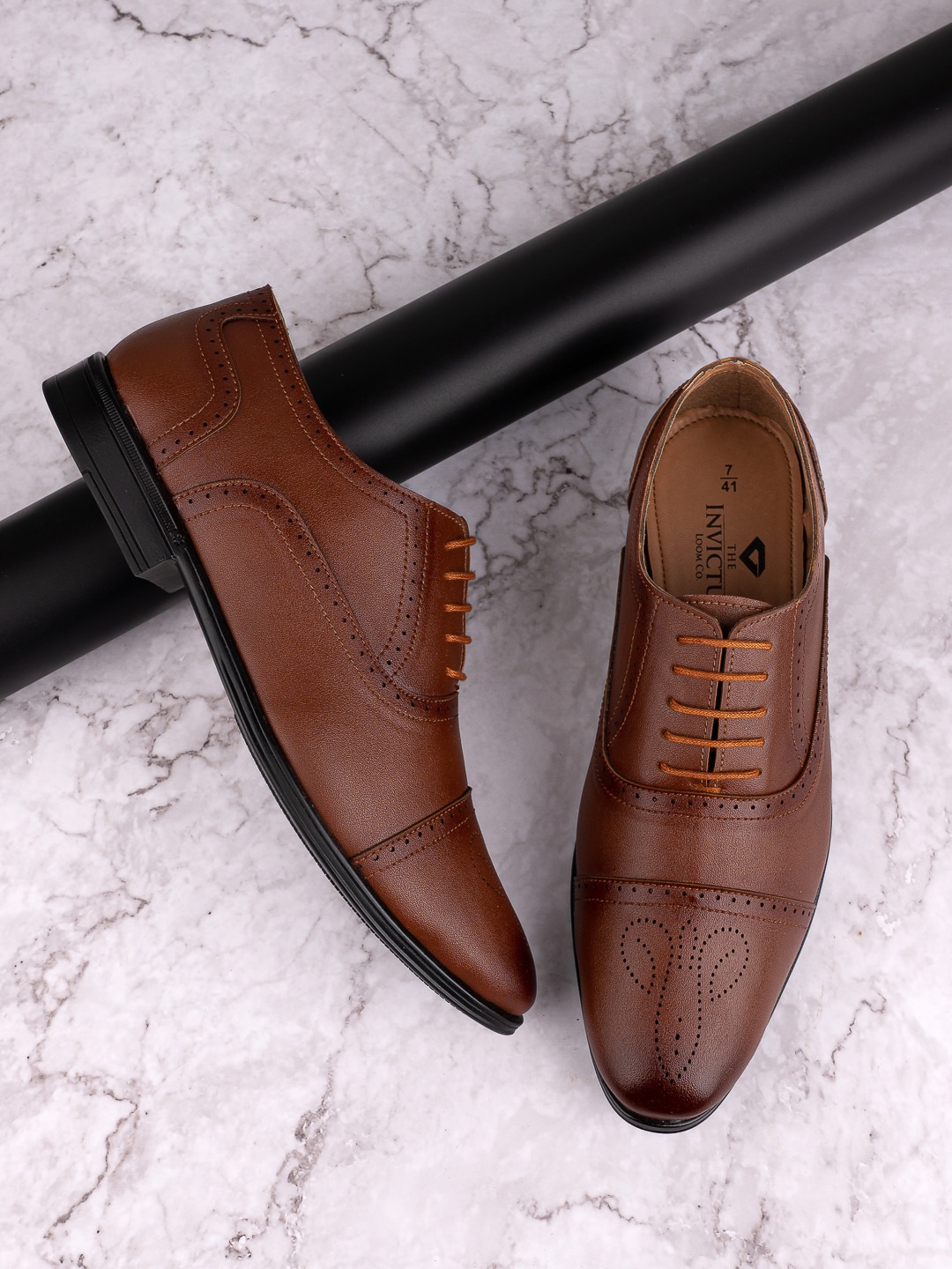 

INVICTUS Men Perforated Formal Brogues, Tan