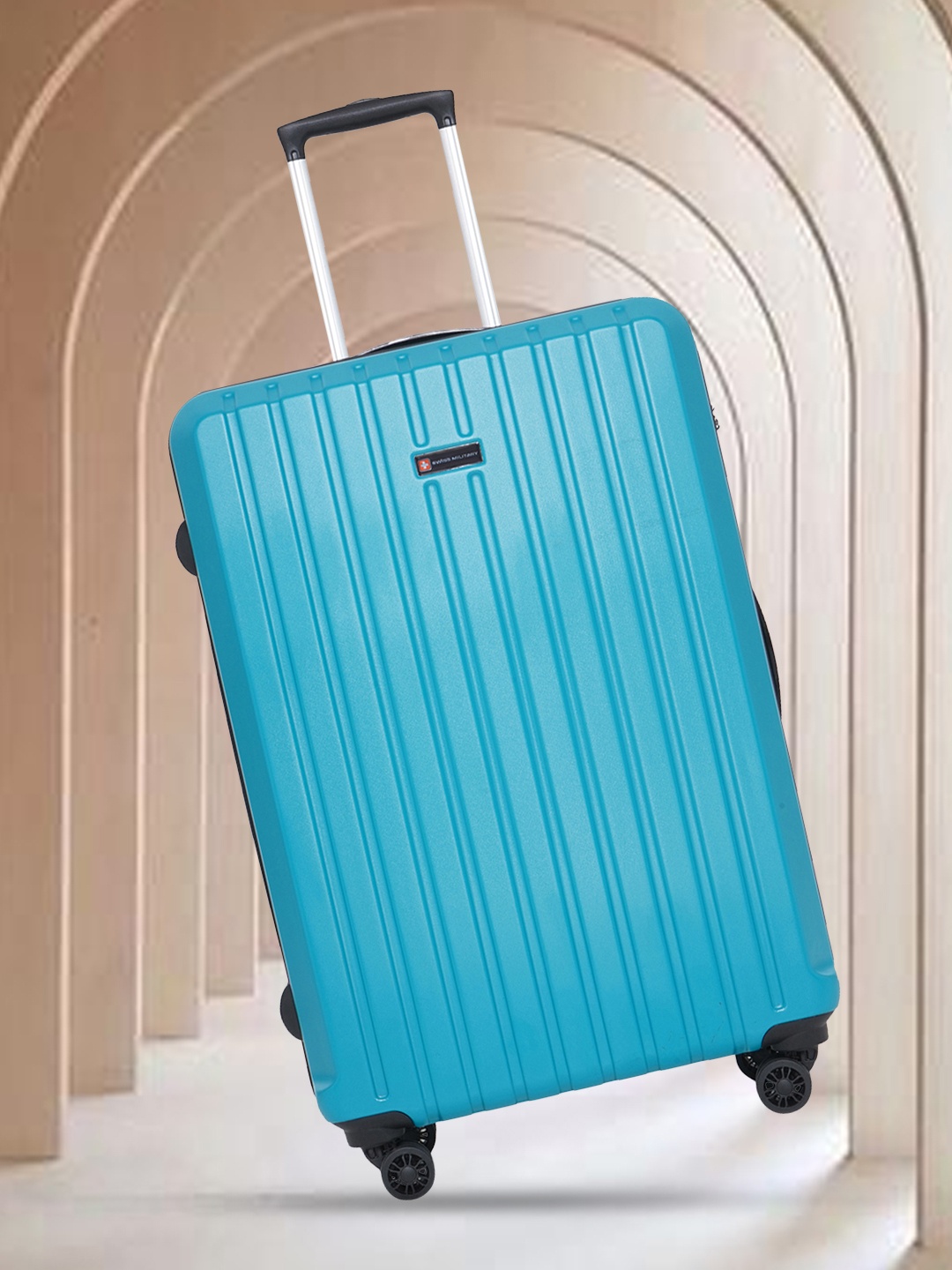 

SWISS MILITARY Textured Hard-Sided Medium Trolley Bag, Turquoise blue