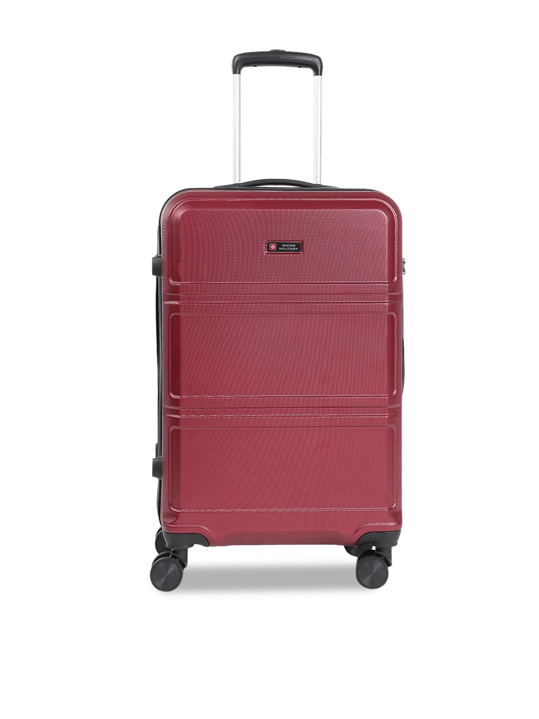 

SWISS MILITARY Textured Hard-Sided Medium Trolley Bag, Maroon